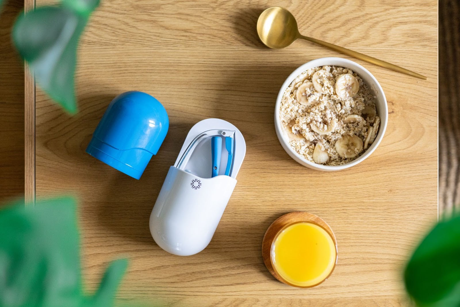 ayo light hterapy glasses on a table