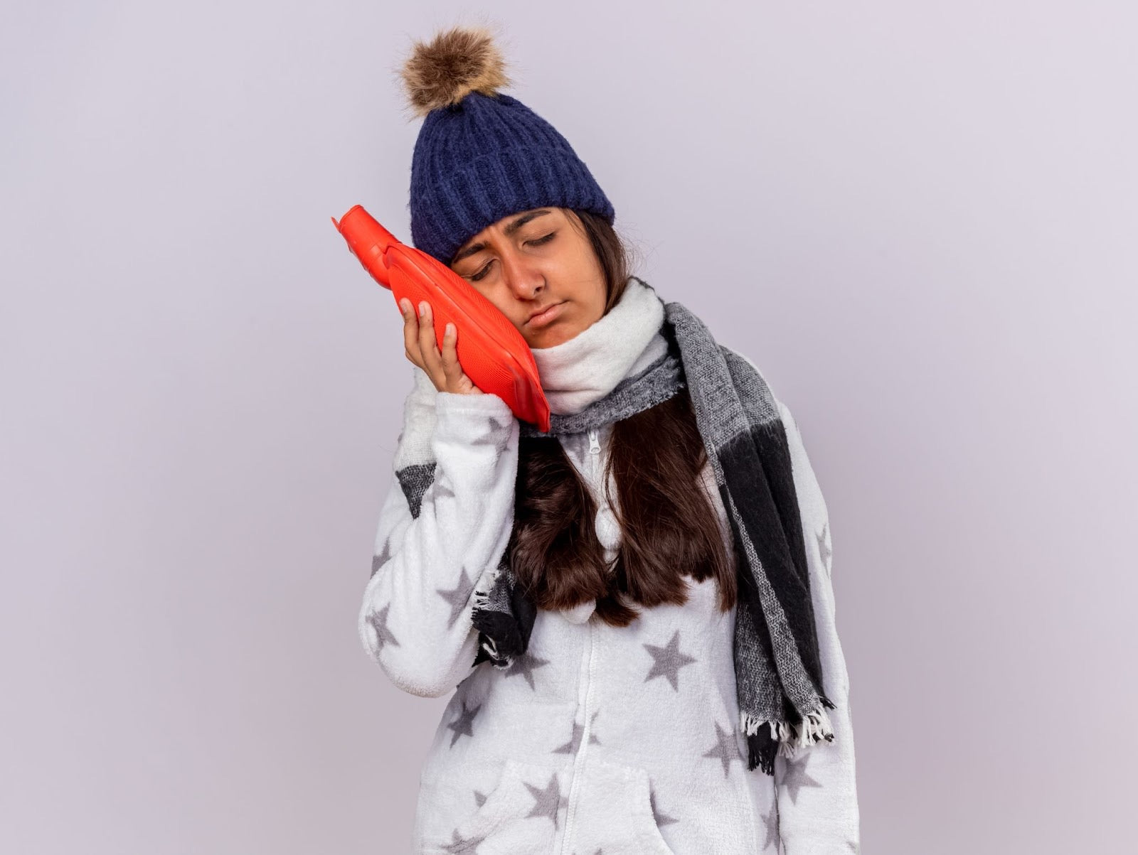 ill woman with closed eyes